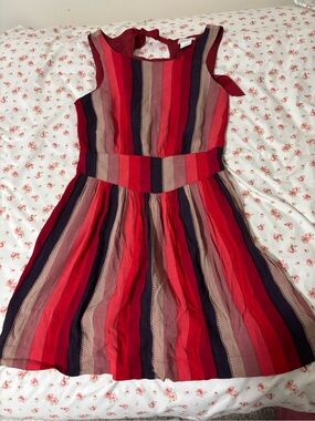 Cooperative Girls Red, Pink and Navy Striped Sleeveless Dress